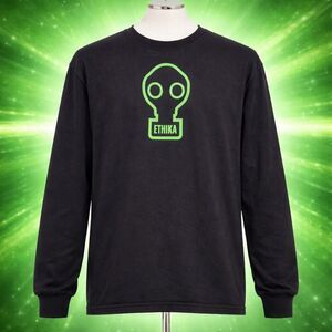Ethika Neon Green Gas Mask Black LS Shirt 2XL XXL